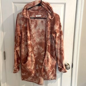 Abercrombie Kids Pink Tie Dye Oversized Zipless Fleece Sweatshirt, 15-16